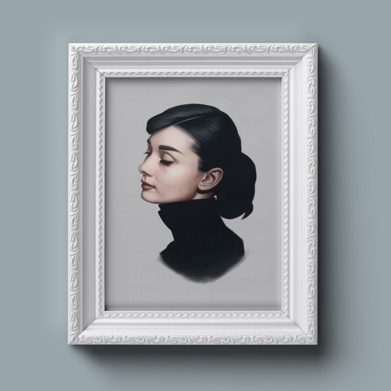 Audrey Hepburn Digital Painting Framed